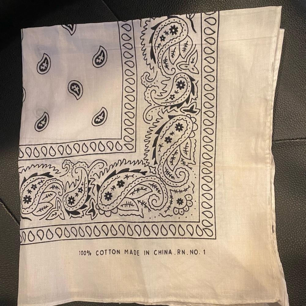 White and Black Paisley Bandana